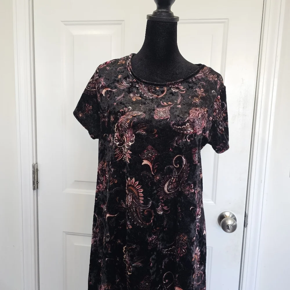 Poof! Black Paisley Print Burnt Velvet Dark Fairycore Size XL Whimsigoth {Box20}